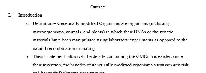 Write on Genetically Modified Organisms (GMO’s)