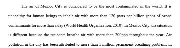 Actions to take to Minimize Air Pollution caused by Transportation in Mexico City