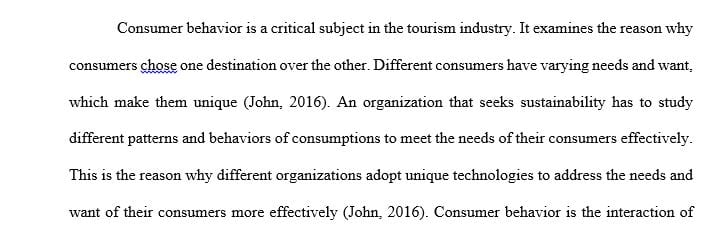 Analysis of the decision-making process of a potential E-consumer in relation to a holiday package.