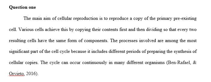 Briefly summarize the main goal of cellular reproduction.