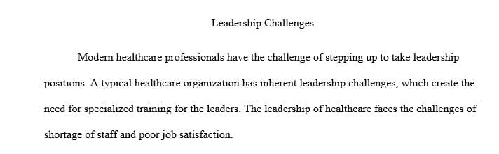 Choose two issues or challenges that the leaders of today's health care organizations face.