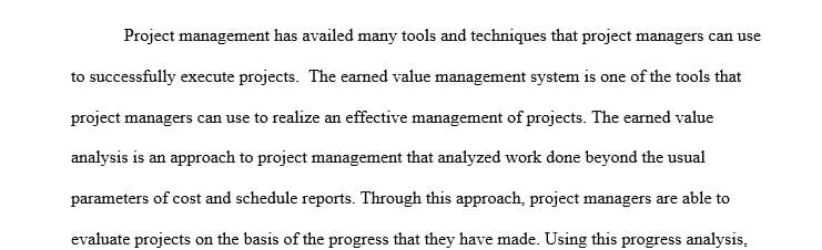 Components of Earned Value Management in Operations Projects