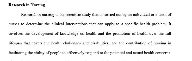 Defining research in nursing and evidence-based practice in nursing.