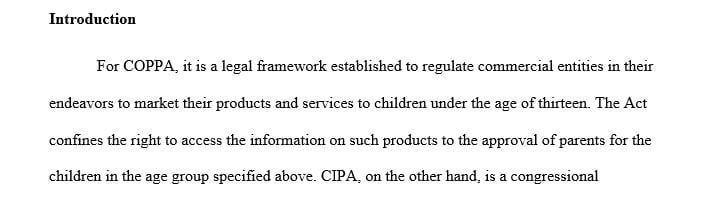 Describe the main compliance requirements and the protected information for both COPPA and CIPA.