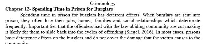 Discuss the impact of spending time in prison for burglars.