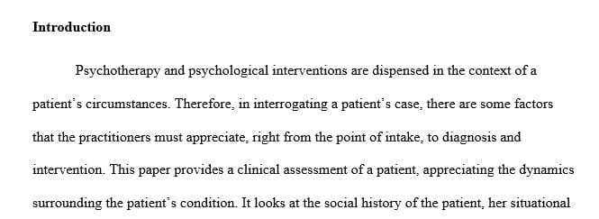 Examining a case vignette and constructing a detailed assessment report from intake to completion