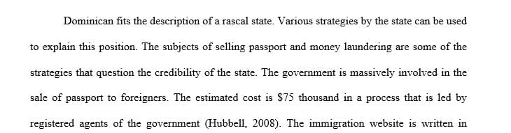 How is Dominica a rascal state What strategies has it pursued