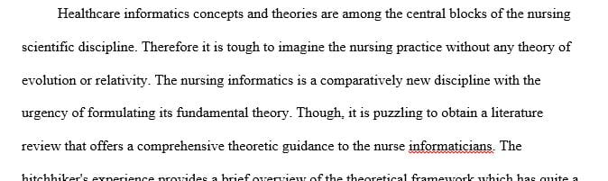 Identify one example of the following informatics elements reported in the nursing assessment and in the process of providing/evaluating care