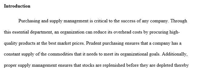 Interview a Purchasing and Supply Management Professional Interview a purchasing and supply management professional in a private or public organization