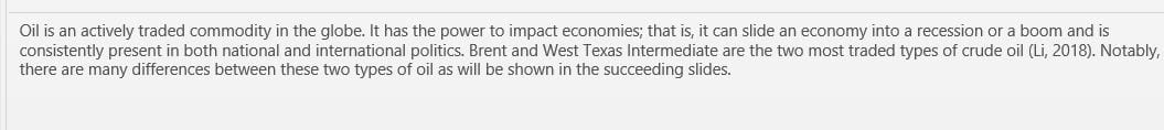 Oil Trade - Brent vs West Texas Intermediate.