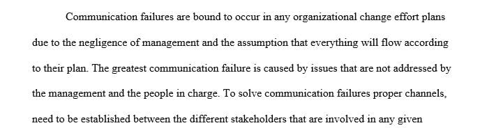 Reflect on the communication failures you have witnessed in organizational change efforts