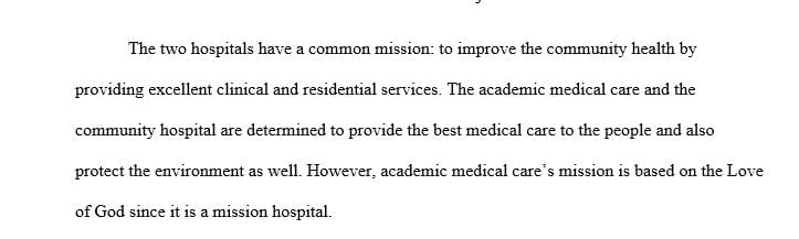 Research the differences between the services that your organization offers and those of at least one of these academic medical center