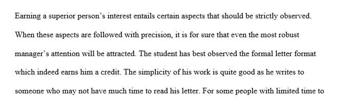 Review and identify the strengths and weaknesses of this student letter.