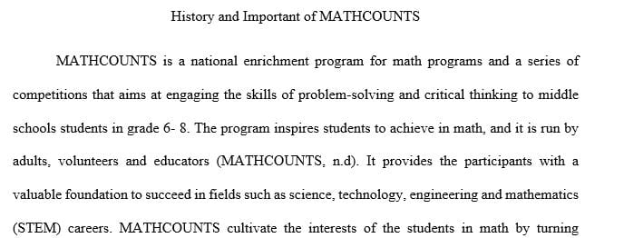 The history of MATHCOUNTS and why it is important