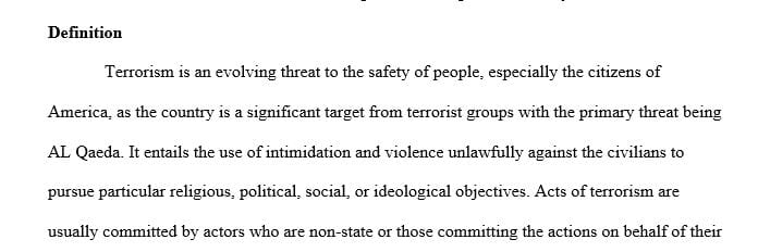 The meaning of terrorism and how it can impact all aspects of society