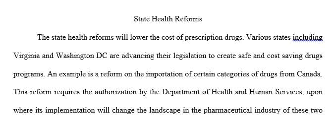 Will the State Healthcare Reform Lower the Cost of Prescription Drugs