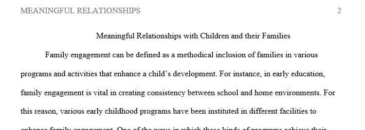 Choose one of the following three areas of focus related to engaging families
