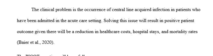 Clearly identify the clinical problem and how it can result in a positive patient outcome.
