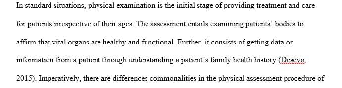 Compare the physical assessment of a child to that of an adult ...