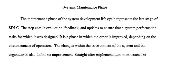 Describe the tasks of the Systems Maintenance Phase.