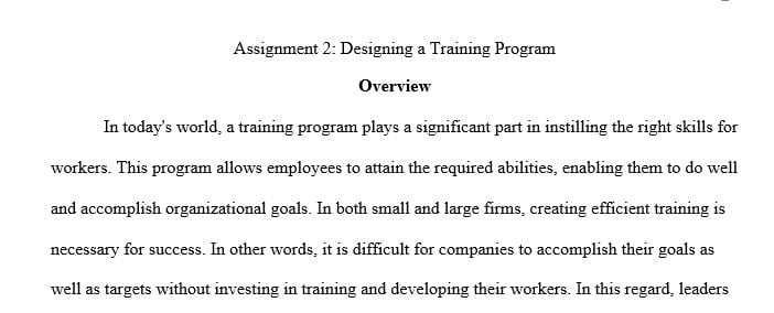 Design a two-day training program for a group of 20 employees.