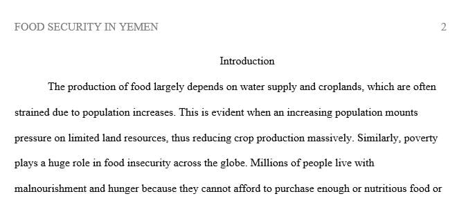 Develop an analysis that addresses three issues related to global food insecurity caused by global population growth and poverty