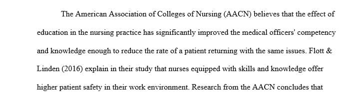 Discuss the correlation between nursing education and positive patient outcomes