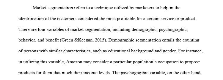 Explain market segmentation variables and use a company as an example for that type of segmentation.