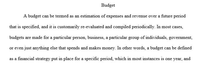 Explain what a budget is and why it is important for a business to have a budget.