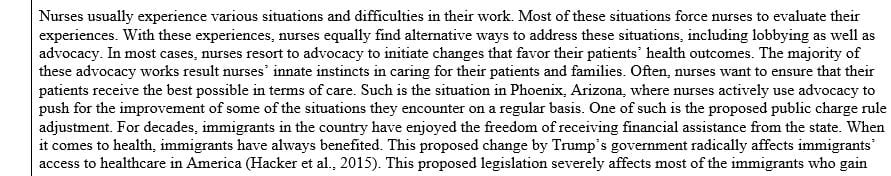 Identify a problem or concern in your state, community or organization that has the capacity for advocacy through legislation