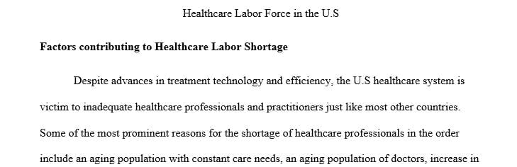 Identify and describe factors are driving the health care professional labor shortages in the U.S.