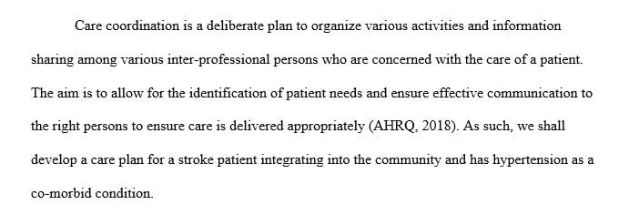 Identify and list available community resources for a safe and effective continuum of care.