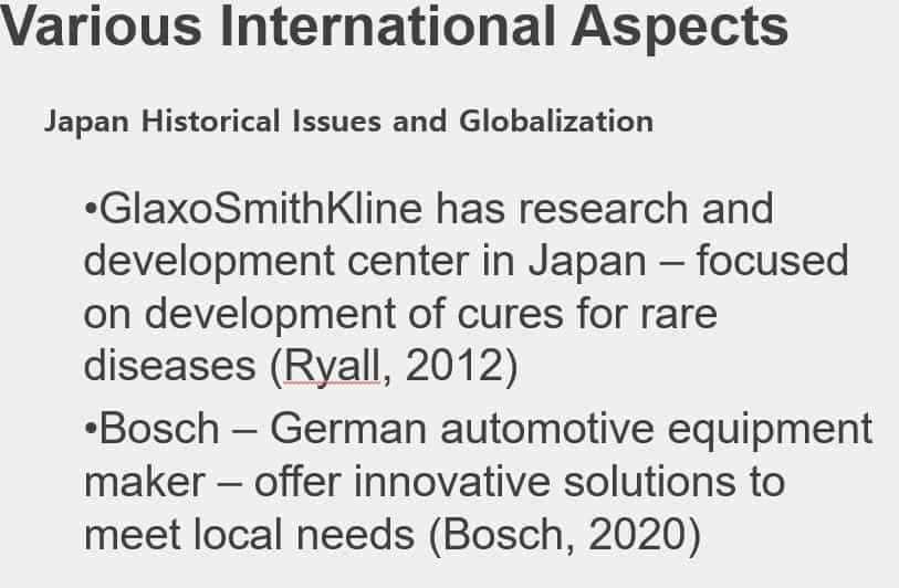 Identify two significant multinationals in that country that are present in the market.