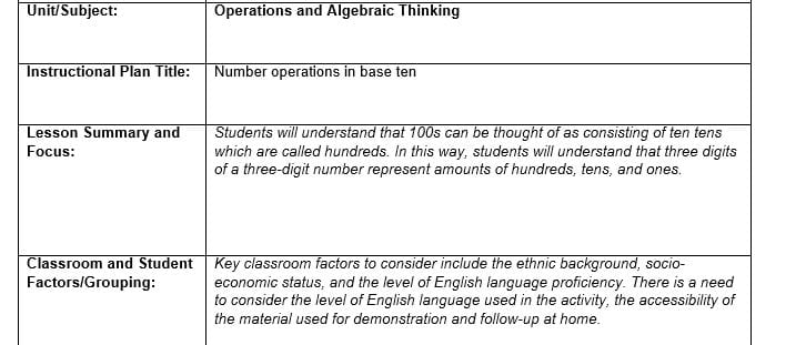 Identifying the central focus based on the content and skills you are teaching.