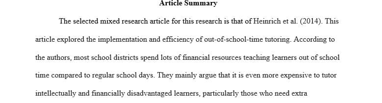 Locate a scholarly journal article from the ProQuest database that employs mixed methodology in its design. 