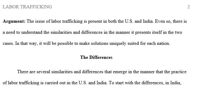 Make an argument about the similarities and differences between labor trafficking in India and trafficking issues here in the United States