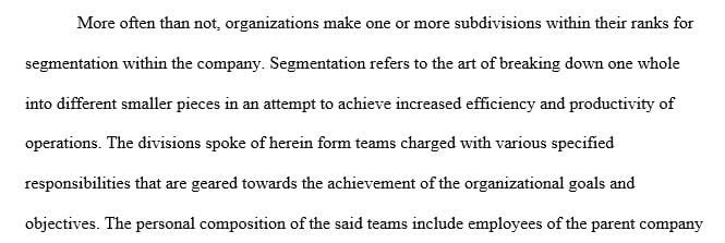 Make recommendations for a specific team as it reflects the larger goals of the organization and its purpose
