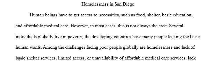 Pick an issue that effects a specific community in San Diego or a community you are familiar with.