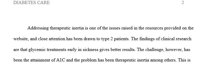 Post a summary of one of the articles or Clinical Practice Guidelines from the ADA website