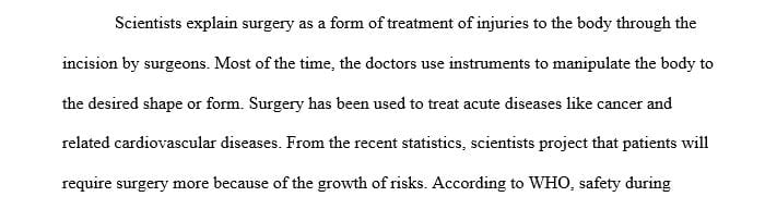 Post a summary of one of the articles or position statements from one of the websites related to care of a surgical patient.