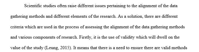 Post an explanation of the criteria you could use to evaluate alignment between data collection methods and other research components