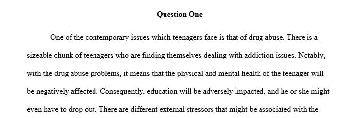 Research the range of contemporary issues teenagers face today