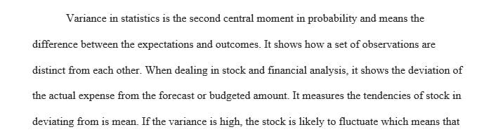 Talks about what Variance & standard deviation of a stock is