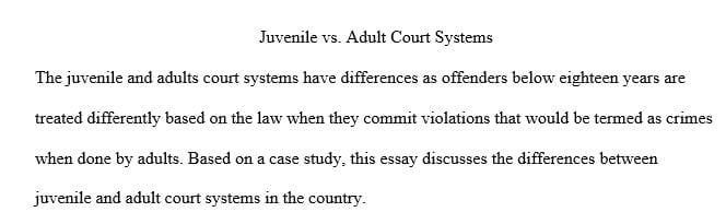 There are differences between the juvenile and adult court systems.