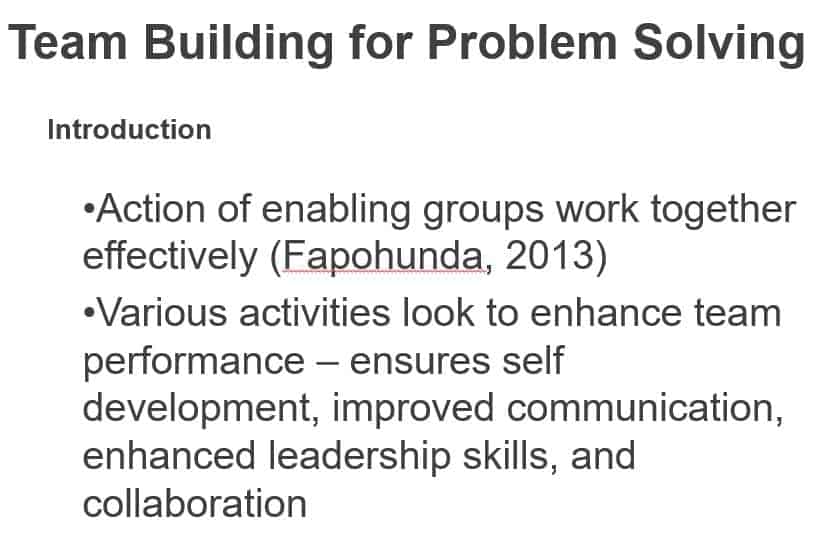 Understanding of how team-building activities can be utilized to diagnose and solve problems within a team
