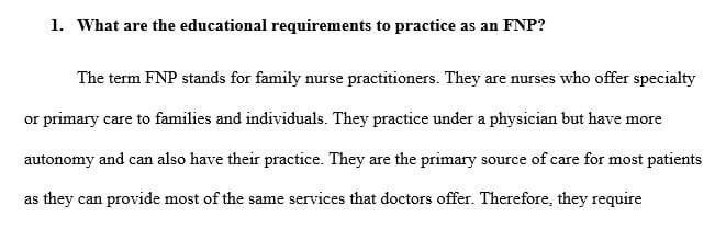 What are the educational requirements to practice as a FNP