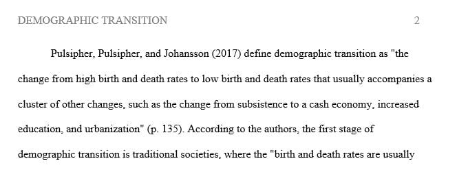 What is the demographic transition and what are the three stages