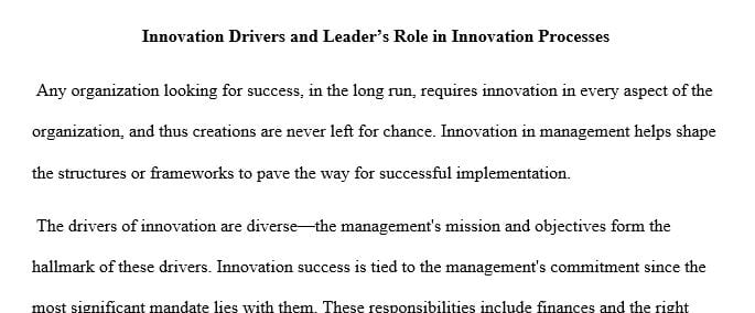 What is the leader's role in facilitating the process of innovation