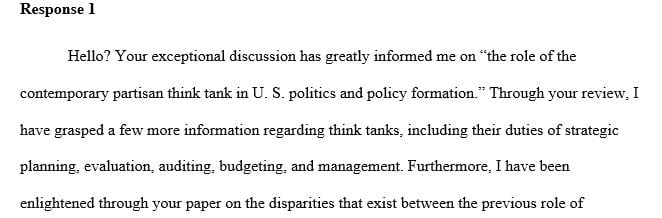 What is the role of the contemporary partisan think tank in U. S. politics and policy formation today