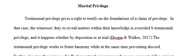 Write a 500-750-word essay concerning marital privilege.
